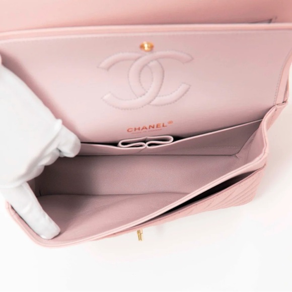 Chanel Pink Chevron Medium Classic Flap - Picture 13 of 16